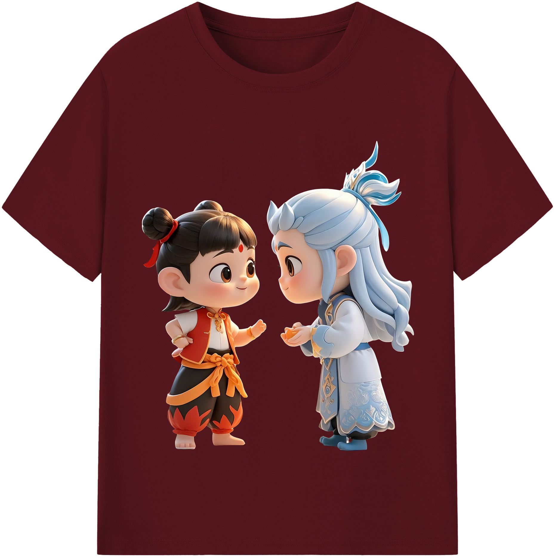 （画像用） Ne Zha 2 ナタ 魔童の大暴れ 綿100％半袖Tシャツ（フロントプリント）